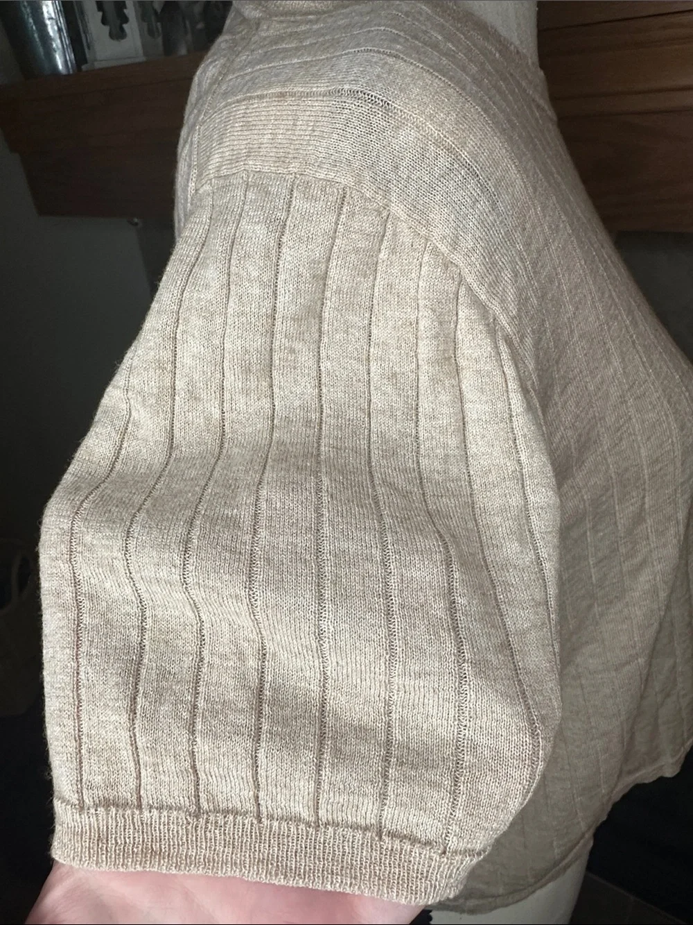 J. Crew 85% SILK Blend Beige Short-Sleeve Knit Sweater Top Size Large